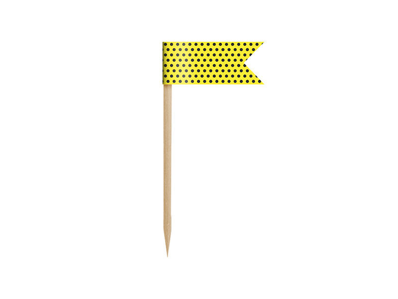 Smeigtukai-dekoracijos Mini Flags Bee, 7 cm, 1 dėž/50 pak (1 pak/6 vnt) kaina ir informacija | Vienkartiniai indai šventėms | pigu.lt