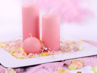 Perlų girlianda Light Pink 1,3 m (1 dėž/ 40 pak) (1 pak/ 5 vnt) kaina ir informacija | Dekoracijos šventėms | pigu.lt