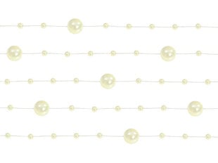 Perlų girlianda Cream 1,3 m (1 dėž/ 40 pak) (1 pak/ 5 vnt) kaina ir informacija | Dekoracijos šventėms | pigu.lt