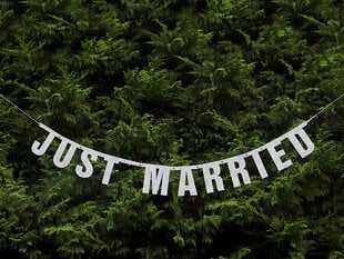 Гирлянда Just Married, серебренного цвета, 18x170 см, 1 упаковка/1 шт цена и информация | Праздничные декорации | pigu.lt