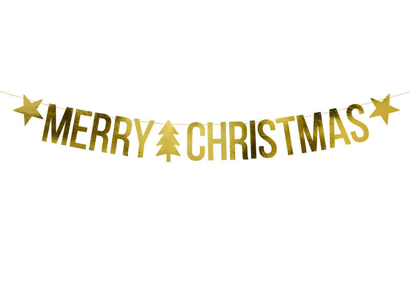 Girlianda Merry Christmas, auksinė kaina ir informacija | Dekoracijos šventėms | pigu.lt