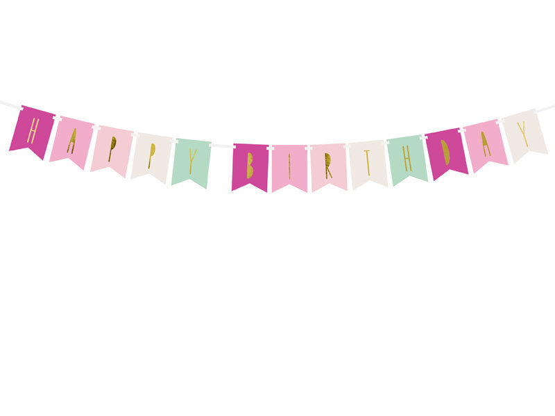 Girlianda Happy Birthday Mix, 11,5x140 cm, 1 pak/1 vnt kaina ir informacija | Dekoracijos šventėms | pigu.lt