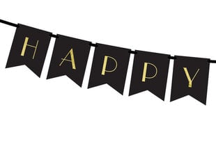 Girlianda Happy New Year, juoda, 15x170 cm, 1 pak/1 vnt kaina ir informacija | Dekoracijos šventėms | pigu.lt