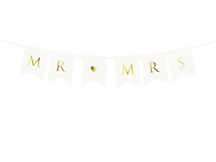 Girlianda MR MRS, balta, 15x85 cm, 1 dėž/50 pak (1 pak/1 vnt) kaina ir informacija | Dekoracijos šventėms | pigu.lt
