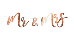 Гирлянда Mr&Mrs, цвета розового золота, 16,5x68 см, 1 упаковка/1 штука цена и информация | Праздничные декорации | pigu.lt
