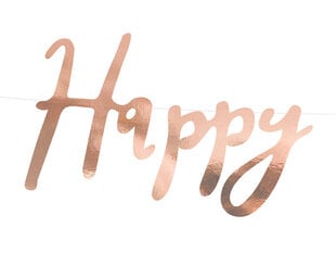 Гирлянда Happy Birthday, цвета розового золота, 16,5x62 см, 1 упаковка/1 шт цена и информация | Праздничные декорации | pigu.lt