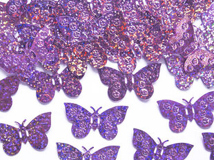Holografiniai konfeti Butterflies, šviesiai rožiniai, 2,1x3x8 cm, 1 pak/15 g kaina ir informacija | Dekoracijos šventėms | pigu.lt