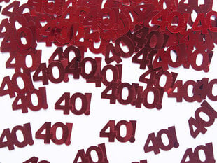 Конфетти Number 40, красные, 1 упаковка / 15 г цена и информация | Праздничные декорации | pigu.lt