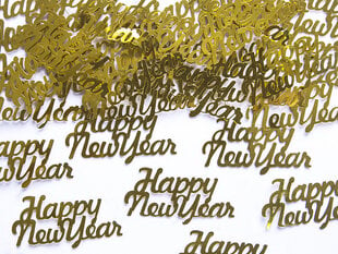 Конфетти Happy New Year, золотого цвета, 4х2 см, 1 коробка/50 упаковок (1 упаковка/3 г) цена и информация | Праздничные декорации | pigu.lt