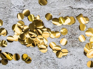 Konfeti Circles, aukso spalvos, 2,5 cm, 1 dėž/50 pak (1 pak/15 g) kaina ir informacija | Dekoracijos šventėms | pigu.lt