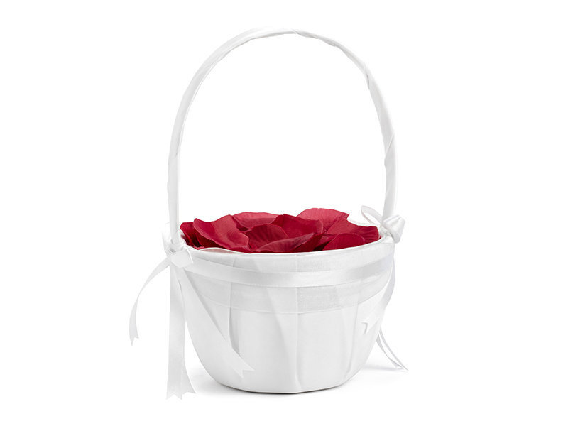 Vestuvinis krepšelis rožių žiedlapiams 26 cm, baltas kaina ir informacija | Dekoracijos šventėms | pigu.lt