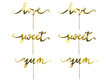 Smeigtukai-dekoracijos Love Gold 13 cm (1 pak/ 6 vnt) kaina ir informacija | Vienkartiniai indai šventėms | pigu.lt