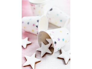 Popierinai puodeliai Unicorn - Žvaigždės, 180 ml (1 pak / 6 vnt.) kaina ir informacija | Vienkartiniai indai šventėms | pigu.lt