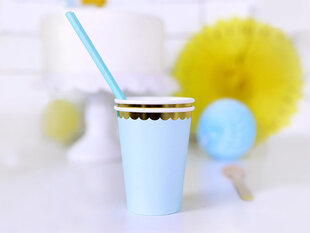 Popieriniai vienkartiniai puodeliai Light Blue 220 ml (1 dėž/ 25 vnt) (1 pak/ 6 vnt) kaina ir informacija | Vienkartiniai indai šventėms | pigu.lt