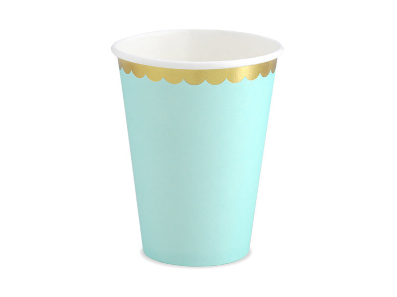 Popieriniai vienkartiniai puodeliai Mint 220 ml (1 pak/ 6 vnt) цена и информация | Vienkartiniai indai šventėms | pigu.lt