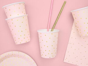 Бумажные стаканчики Polka Dots 260 мл (1 упак / 6 шт.) Светло розовые цена и информация | Праздничная одноразовая посуда | pigu.lt