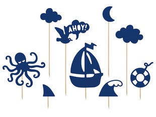 Smeigtukai-dekoracijos Ahoy, 9,5-22,5 cm, 1 dėž/50 pak (1 pak/9 vnt) kaina ir informacija | Vienkartiniai indai šventėms | pigu.lt