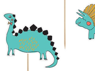 Smeigtukai-dekoracijos Dinosaurs Mix, 10,5-20 cm, 1 dėž/50 pak (1 pak/5 vnt) kaina ir informacija | Vienkartiniai indai šventėms | pigu.lt