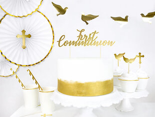 Smeigtukai-dekoracijos First Communion Gold 21 cm (1 dėž/ 50 vnt) kaina ir informacija | Vienkartiniai indai šventėms | pigu.lt