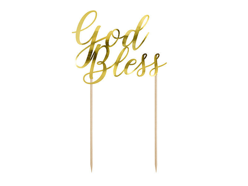Smeigtukas-dekoracija God Bless Gold 27,5 cm (1 dėž/ 50 vnt) kaina ir informacija | Vienkartiniai indai šventėms | pigu.lt