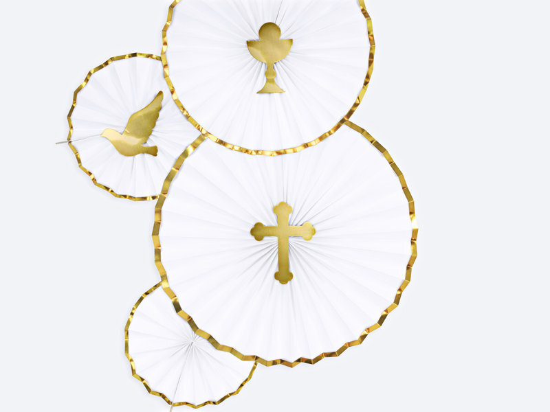 Smeigtukai-dekoracijos First Communion Gold 31,5 cm (1 pak/ 6 vnt) kaina ir informacija | Vienkartiniai indai šventėms | pigu.lt