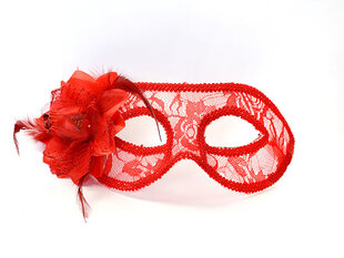 Kaukė vakarėliui su raudonais nėriniais ir rože kaina ir informacija | Karnavaliniai kostiumai | pigu.lt