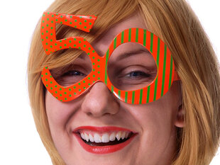 Аксессуар для фотосессии очки 50 лет, оранжевые (1 кор / 25 шт.) цена и информация | Праздничные декорации | pigu.lt