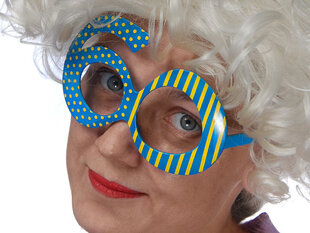 Аксессуар для фотосессии очки 60 лет, синие (1 кор/25 шт) цена и информация | Праздничные декорации | pigu.lt