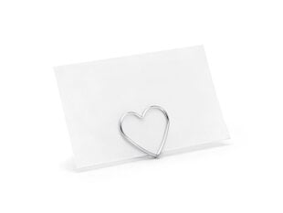 Vardo kortelės laikiklis Hearts, sidabrinis, 2.5 cm (1 pak/ 10 vnt) kaina ir informacija | Dekoracijos šventėms | pigu.lt