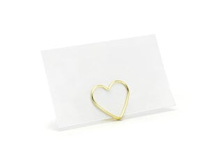 Vardo kortelės laikiklis Hearts, auksinis, 2.5 cm (1 pak/ 10 vnt) kaina ir informacija | Dekoracijos šventėms | pigu.lt