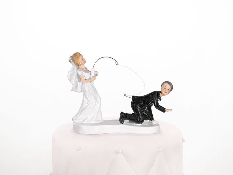 Papuošimas tortui Newly-weds with a fishing rod 13 cm цена и информация | Vienkartiniai indai šventėms | pigu.lt