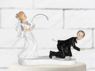 Papuošimas tortui Newly-weds with a fishing rod 13 cm kaina ir informacija | Vienkartiniai indai šventėms | pigu.lt