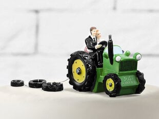 Украшение для торта Newly-weds in a tractor 11 см цена и информация | Праздничная одноразовая посуда | pigu.lt