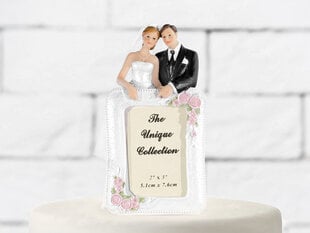 Papuošimas tortui Newly-weds Photo frame 14 cm kaina ir informacija | Vienkartiniai indai šventėms | pigu.lt