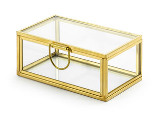 Стеклянная коробочка для колец, золотая 9x5,5x4 см цена и информация | Праздничные декорации | pigu.lt