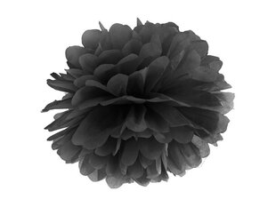Pomponas, juodas, 25 cm kaina ir informacija | Dekoracijos šventėms | pigu.lt