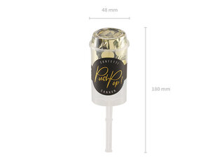 Konfeti Push Pop, aukso spalvos, 15 mm, (1 dėž/12 vnt) kaina ir informacija | Dekoracijos šventėms | pigu.lt