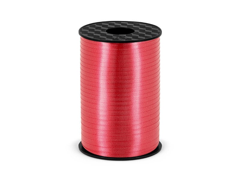 Plastikinė dovanų pakavimo juosta, raudona, 5mm/225m (1 dėž/ 50 vnt)