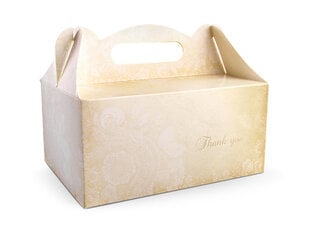 Dekoratyvinė popierinė dėžutė vestuviniam tortui 19x14x9 cm (1 pak/ 10 vnt) kaina ir informacija | Vienkartiniai indai šventėms | pigu.lt