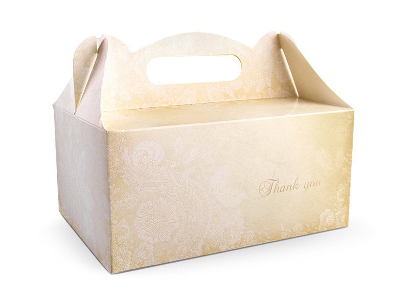Dekoratyvinė popierinė dėžutė vestuviniam tortui 19x14x9 cm (1 pak/ 10 vnt)