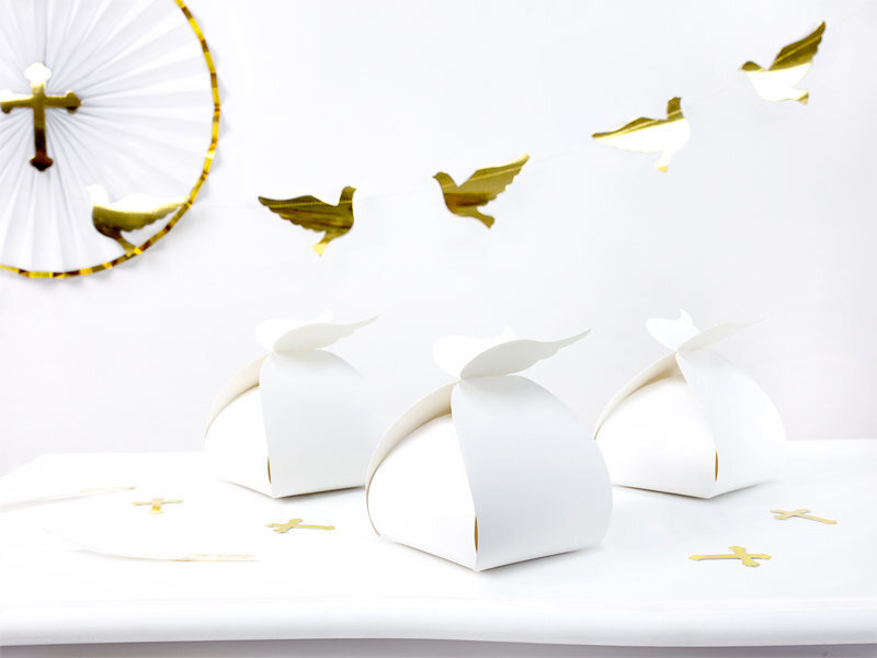Dekoratyvinė popierinė dėžutė skanėstams Wings, balta, 8,5x14,5x8,5 cm (1 pak/10 vnt) цена и информация | Vienkartiniai indai šventėms | pigu.lt