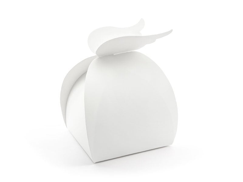 Dekoratyvinė popierinė dėžutė skanėstams Wings, balta, 8,5x14,5x8,5 cm (1 pak/10 vnt) цена и информация | Vienkartiniai indai šventėms | pigu.lt