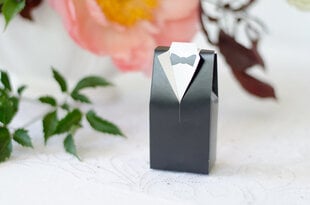 Декоративная бумажная коробка для лакомства Groom, белая/черная, 5x3x9,5 см 1 упаковка / 10 штук цена и информация | Праздничная одноразовая посуда | pigu.lt