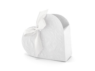 Dekoratyvinės dėžutės skanėstams Širdelės, baltos, 10x9x3 cm, 1 pak/ 10 vnt kaina ir informacija | Vienkartiniai indai šventėms | pigu.lt
