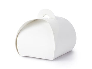 Dekoratyvinės dėžutės skanėstams, baltos, 6x6x5,5 cm, 1 dėž/30 pak (1 pak/10 vnt) kaina ir informacija | Vienkartiniai indai šventėms | pigu.lt