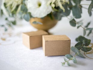 Dekoratyvinės dėžutės skanėstams, rudos, 6x5,5x3,5 cm, 1 dėž/50 pak (1 pak/10 vnt) kaina ir informacija | Vienkartiniai indai šventėms | pigu.lt