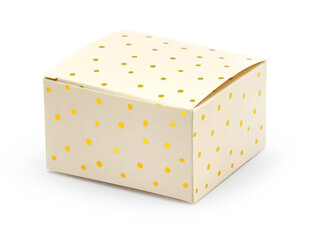 Dekoratyvinės dėžutės skanėstams, šviesiai oranžinės su auksinės spalvos taškeliais, 6x3,5x5,5 cm, 1 pak/ 10 vnt kaina ir informacija | Vienkartiniai indai šventėms | pigu.lt