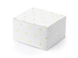 Dekoratyvinės dėžutės skanėstams, baltos su auksinės spalvos širdelėmis, 6x3,5x5,5 cm, 1 pak/10 vnt