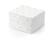 Dekoratyvinės dėžutės skanėstams, baltos su rožinio aukso spalvos širdelėmis, 6x3,5x5,5 cm, 1 dėž/50 pak (1 pak/10 vnt)