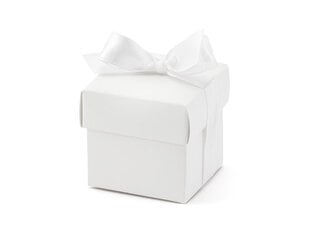 Подарочная коробка с бантиком, 5,2x5,2x5,2 см, белая, 1 упаковка/10 шт цена и информация | Праздничные декорации | pigu.lt